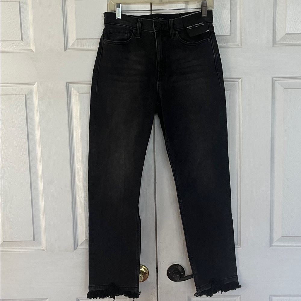 Banana Republic Premium denim jeans High Rise Straight fringe Hem
